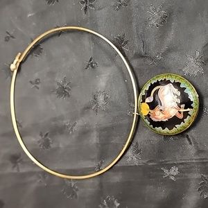 Vintage Cloisonne Choker Double Sided Pendant